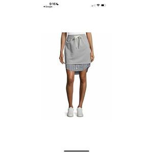 T by Alexander Wang Pull-on Stripped Combo Skirt Heathered Grey Poplin Hem Size